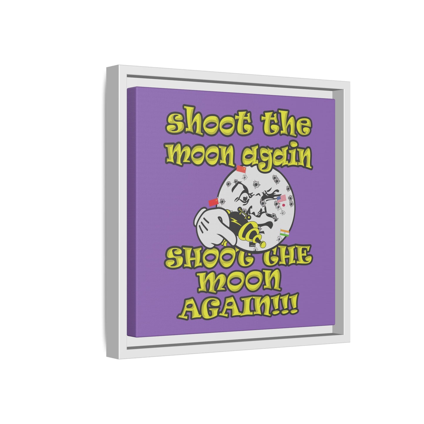 shoot the moon again - framed canvas art (light purple)