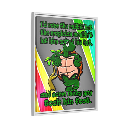 turtle race - framed canvas art (rainbow split)