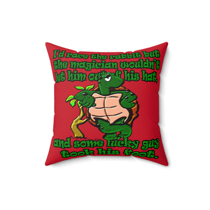 turtle race - Faux Suede Square Pillow - (dark red)
