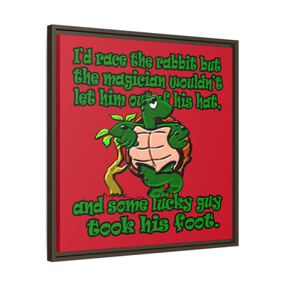 turtle race - framed canvas art (dark red)