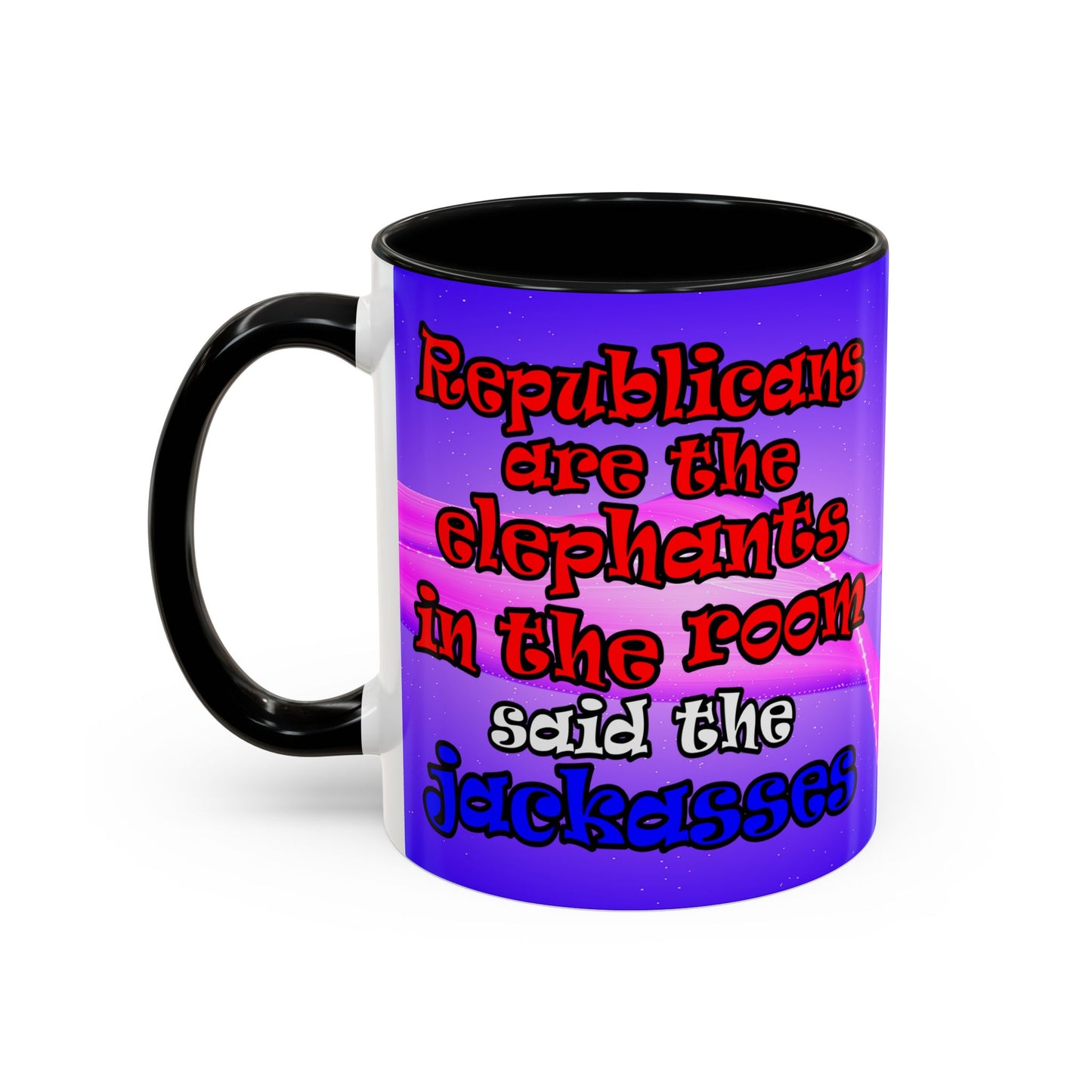 donkeys and elephants - Accent Mug (purple-pink wave)
