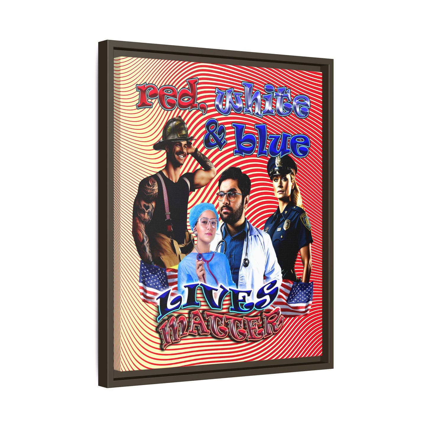rw&b lives matter - framed canvas art (yellow-orange wave)