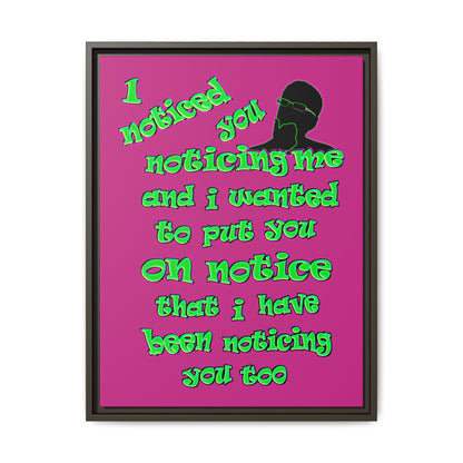 noticed you noticing - framed canvas art (pink)