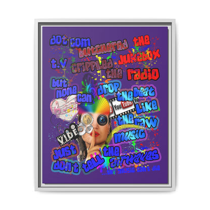 drop the beat - framed canvas art (purple)