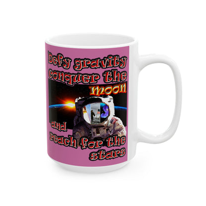 defy conquer reach - White Mug (light pink)