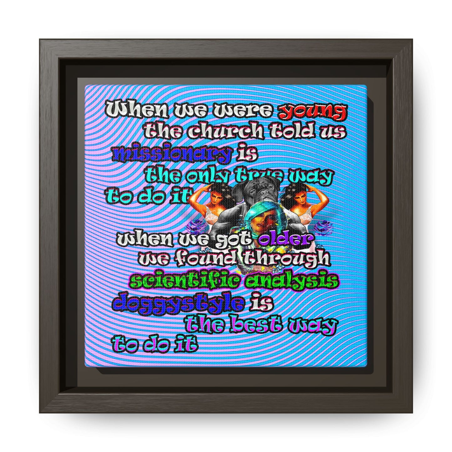 doggystyle - framed canvas art (light blue-purple wave)