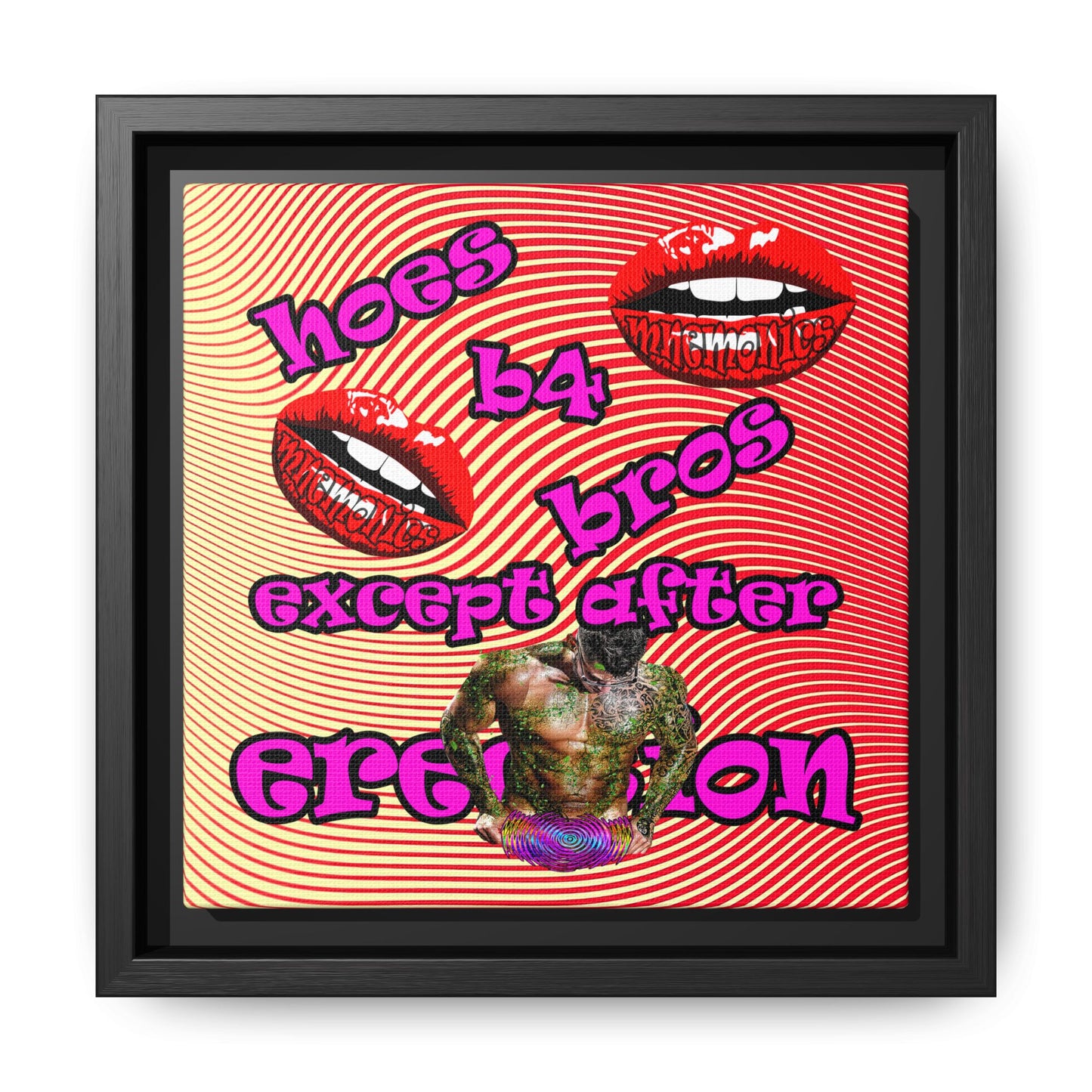 hoes b4 bros - framed canvas art (yellow-orange wave)