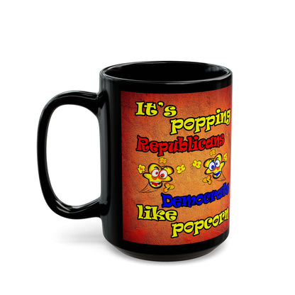 popping like popcorn - Black Mug (burnt orange)