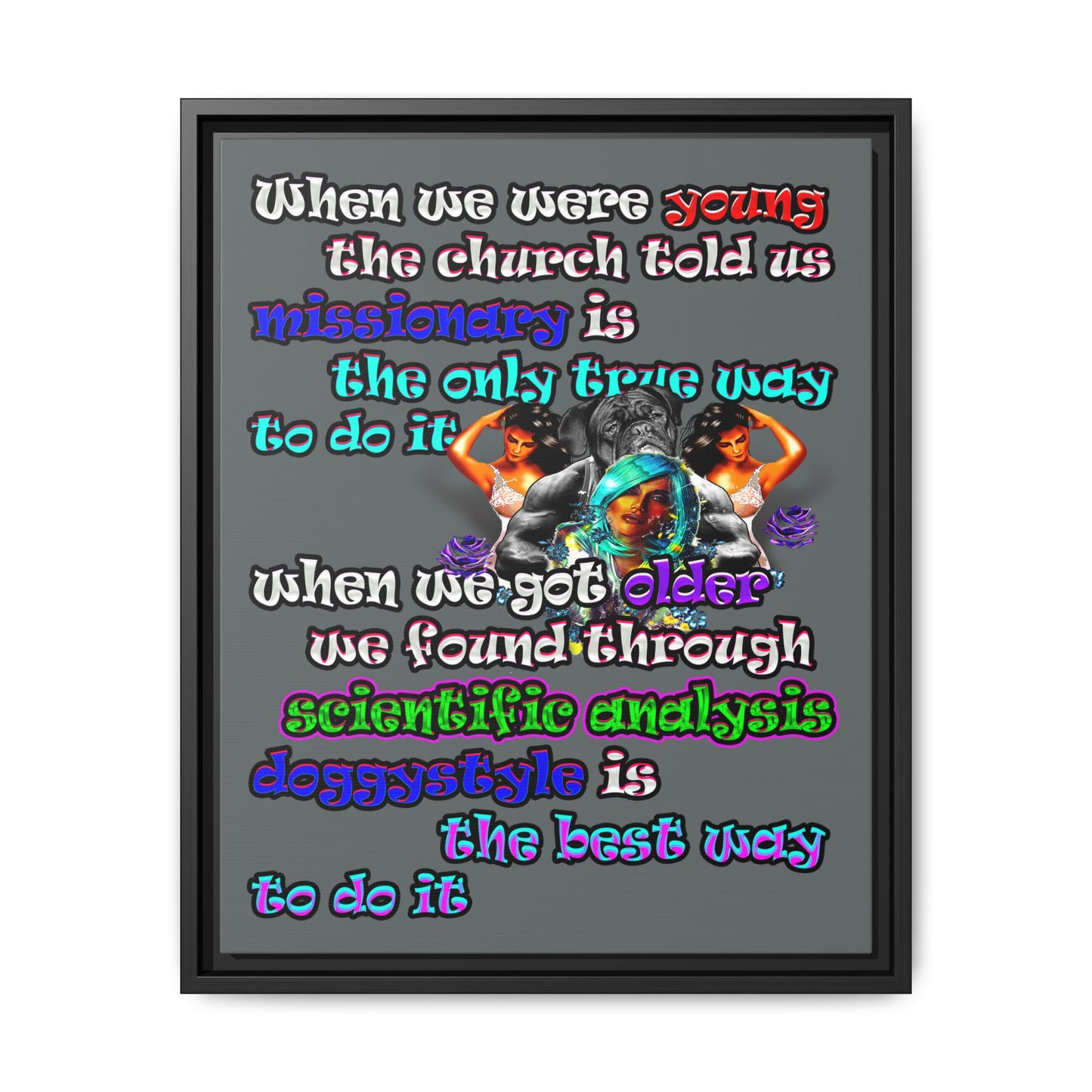 doggystyle - framed canvas art (dark grey)