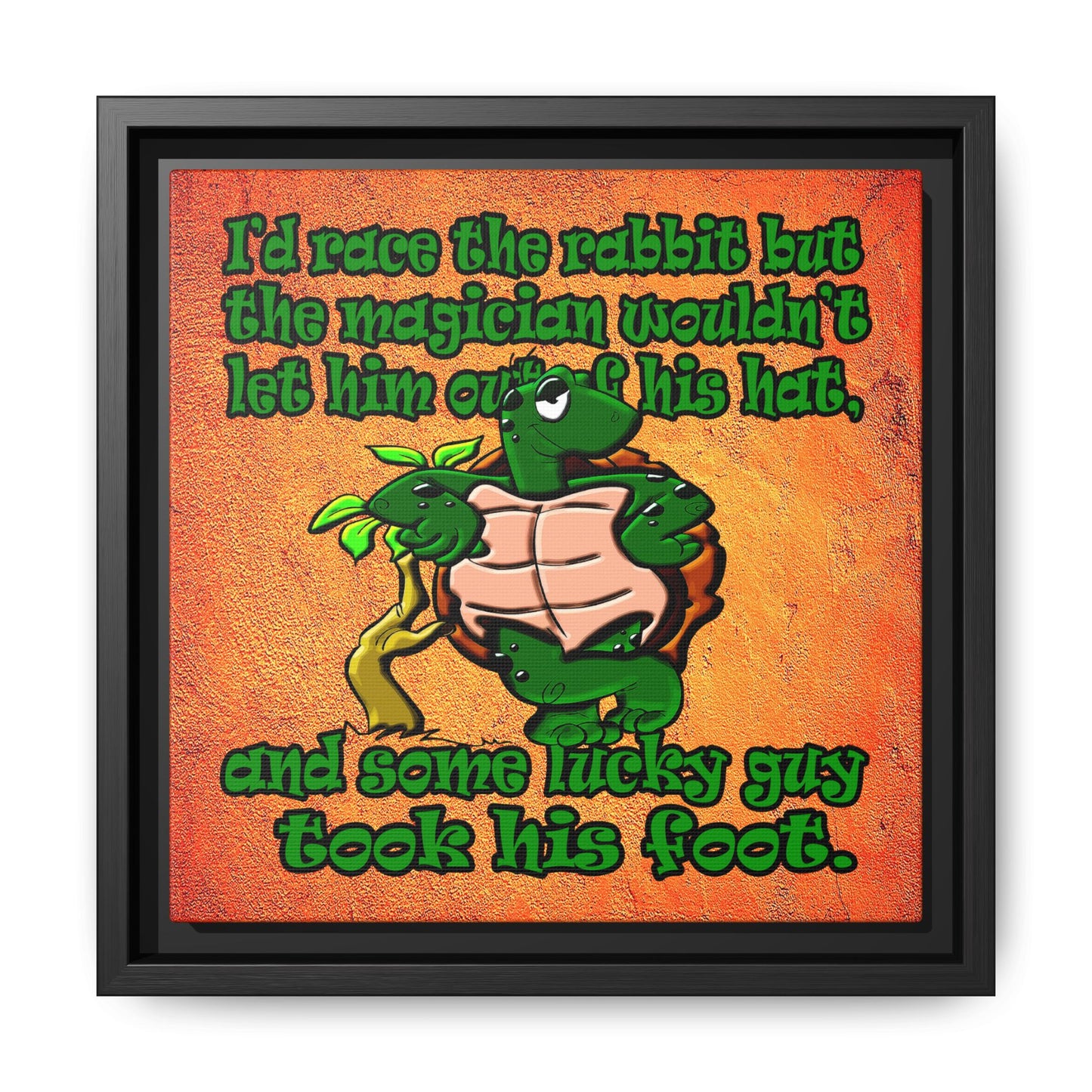 turtle race - framed canvas art (burnt orange)