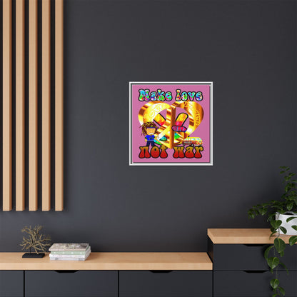 love peace - framed canvas art (light pink)