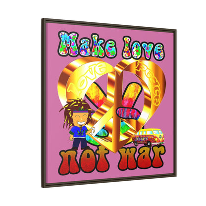 love peace - framed canvas art (light pink)