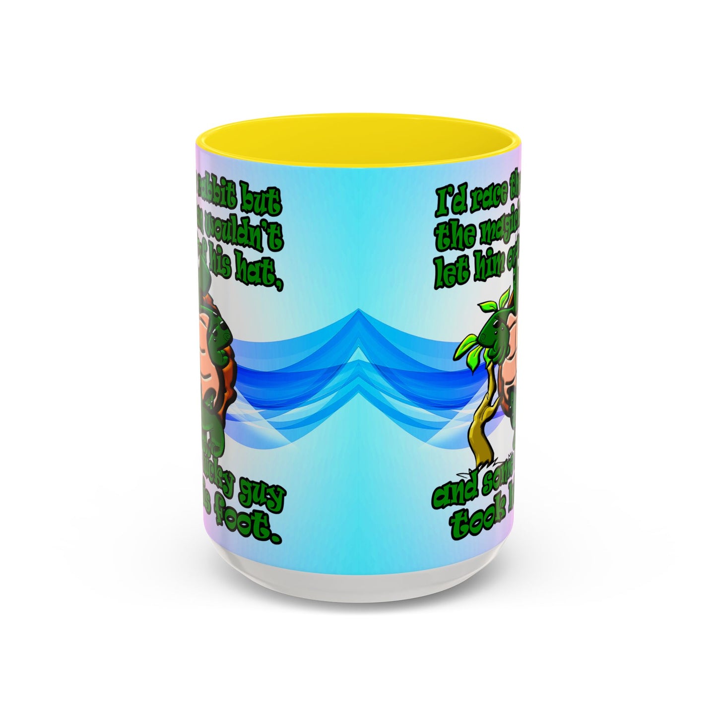 turtle race - Accent Mug (light blue-pink wave)
