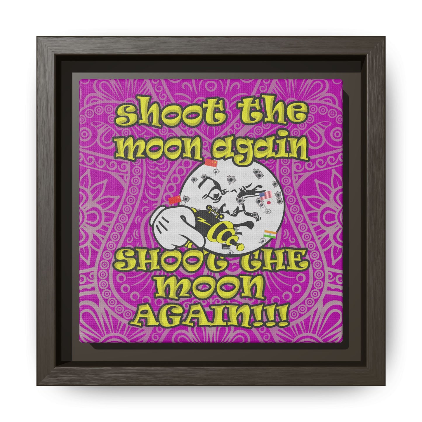 shoot the moon again - framed canvas art (pink swirl)