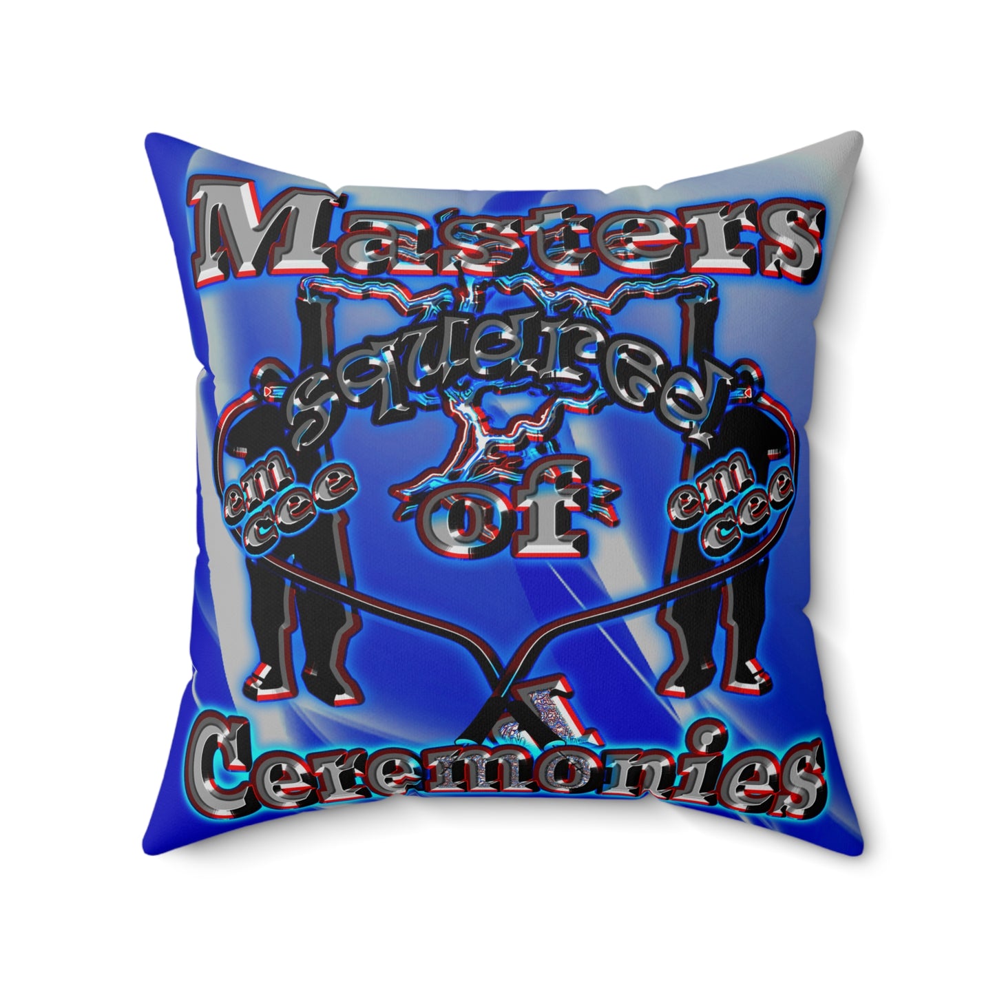 em cee squared - Spun Polyester Square Pillow - (blue-white wave)