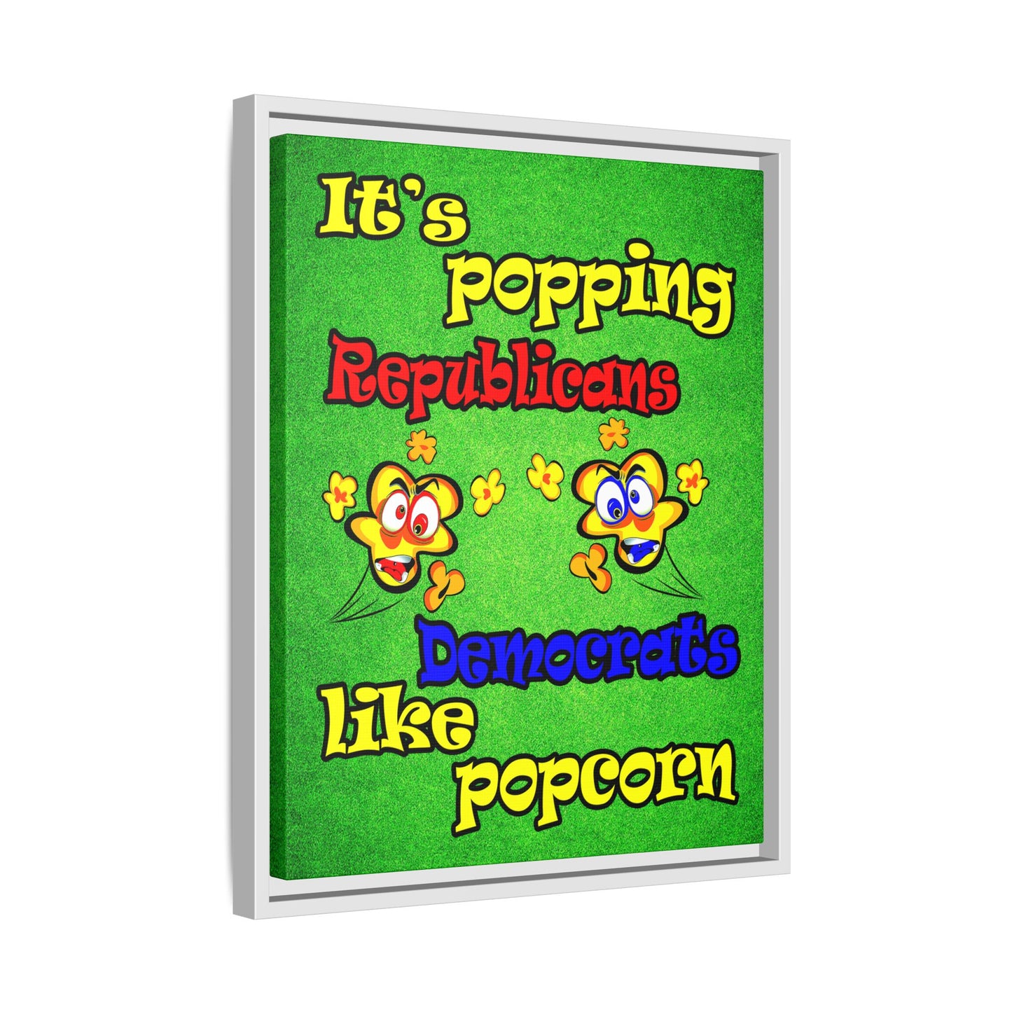 popping like popcorn - framed canvas art (green turf)
