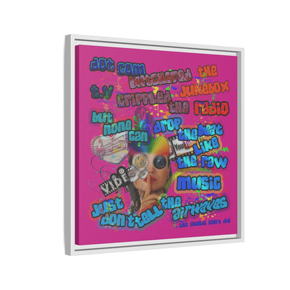 drop the beat - framed canvas art (pink)