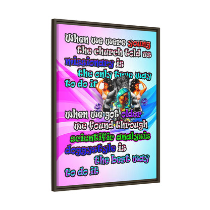 doggystyle - framed canvas art (light blue-pink wave)