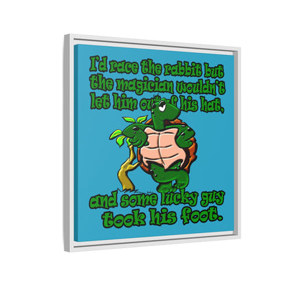 turtle race - framed canvas art (turquoise)