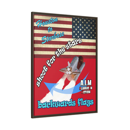 shoot for the stars - framed canvas art (dark red)