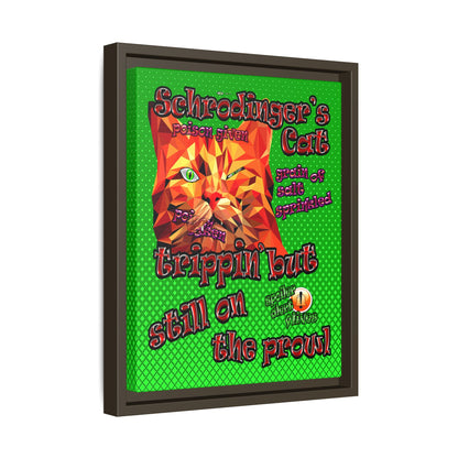 schrodinger's cat - framed canvas art (logo green)