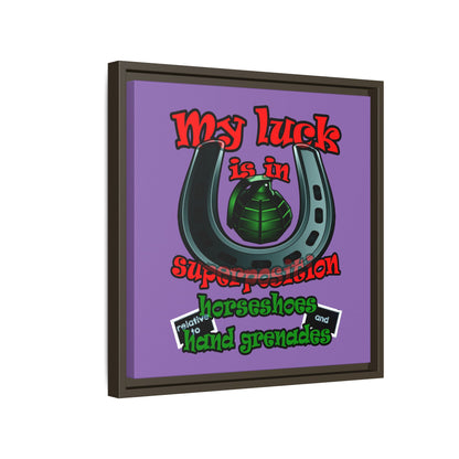 my luck - framed canvas art (light purple)