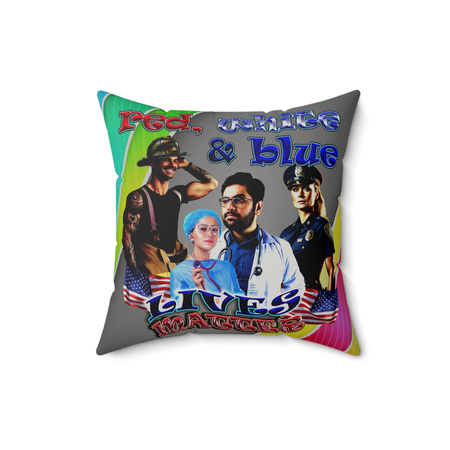 rw&b lives matter - Faux Suede Square Pillow - (rainbow split)