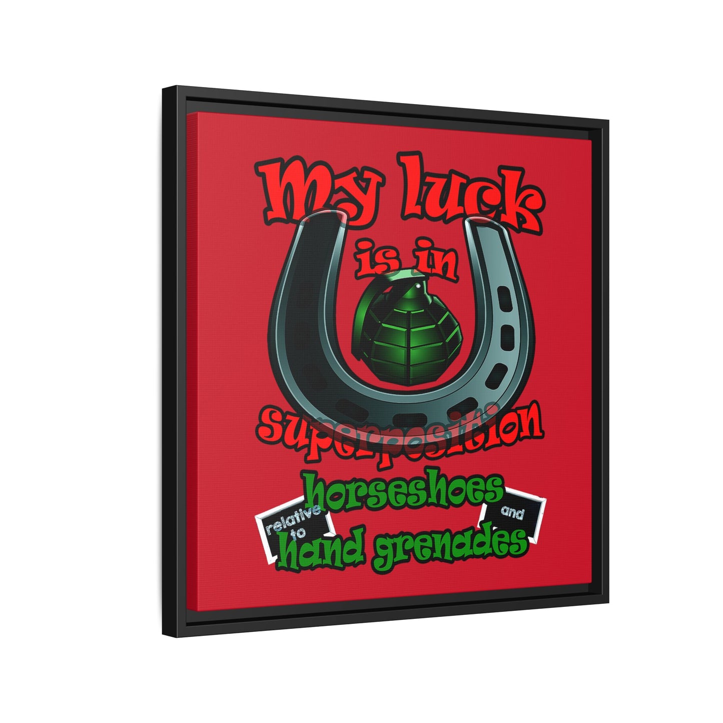 my luck - framed canvas art (dark red)