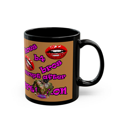 hoes b4 bros - Black Mug (light brown)