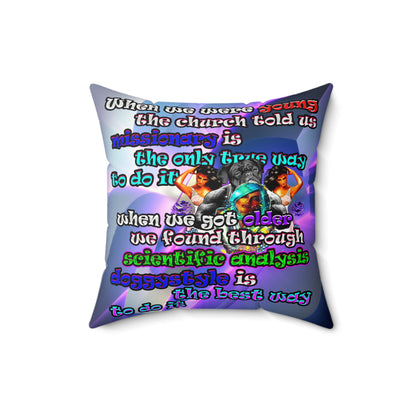 doggystyle - Spun Polyester Square Pillow - (grey-pink wave)