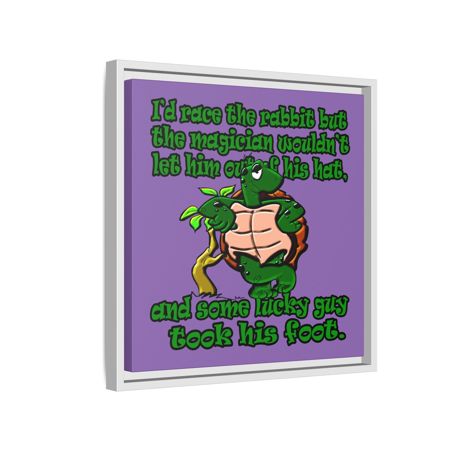 turtle race - framed canvas art (light purple)