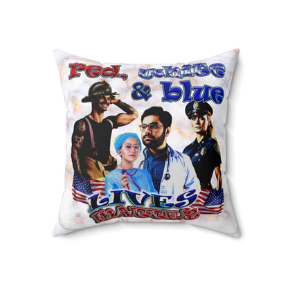 rw&b lives matter - Spun Polyester Square Pillow - (white marble)