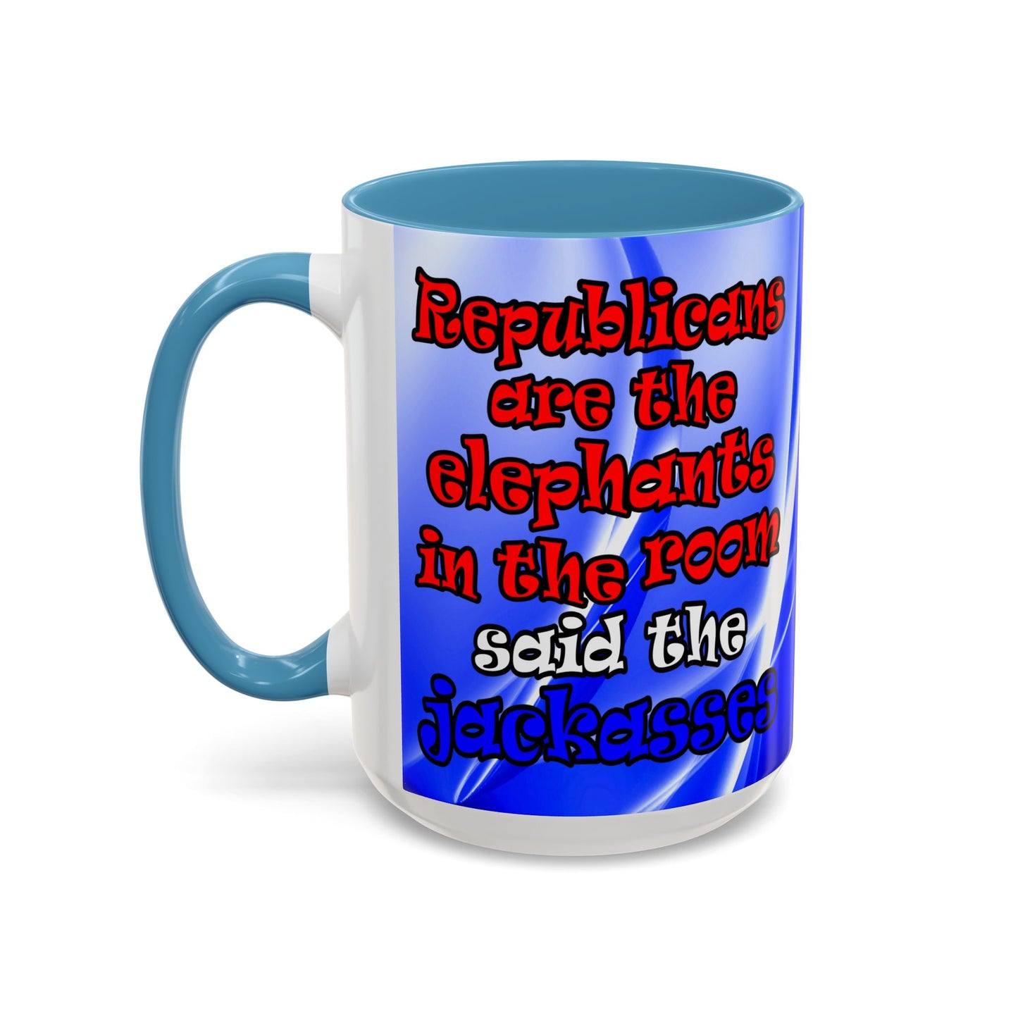 donkeys and elephants - Accent Mug (blue-white wave)