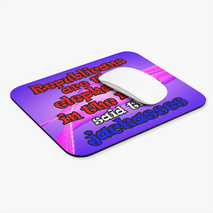 donkeys and elephants - Mouse Pad (Rectangle) (purple-pink wave)
