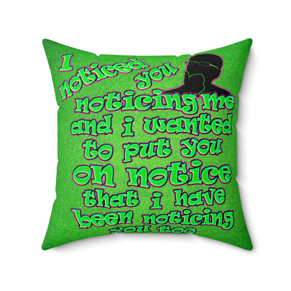 noticed you noticing - Faux Suede Square Pillow - (green turf)
