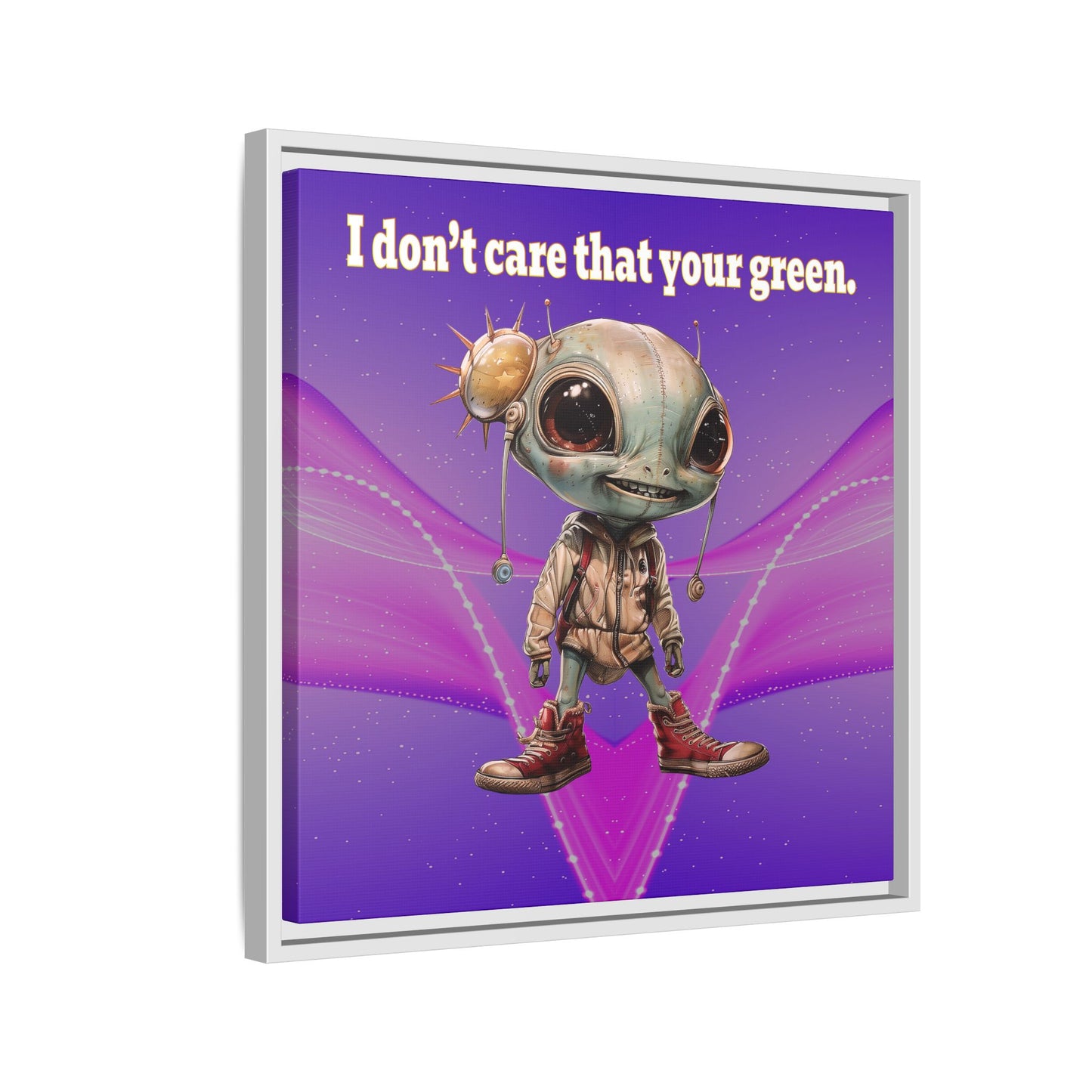 I don't care that your green - framed canvas art (purple-pink wave)