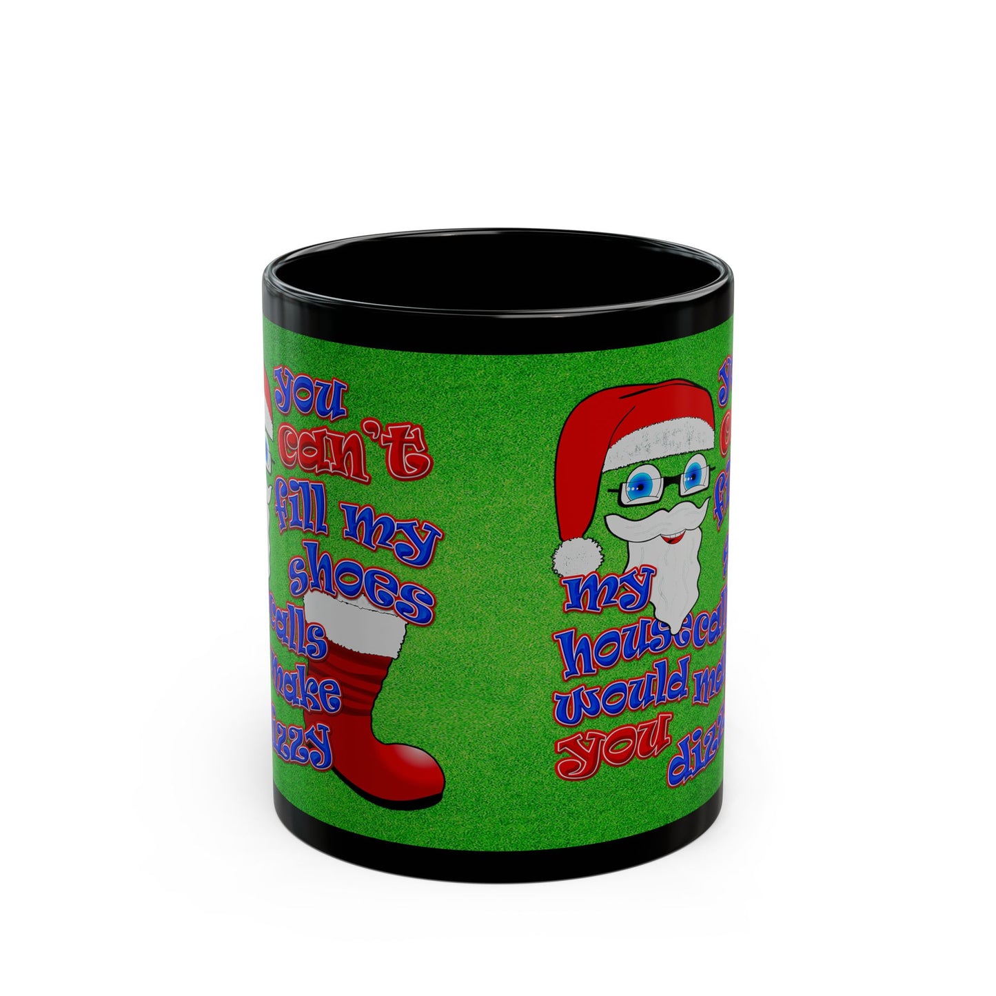 santa's shoes - Black Mug (green turf)