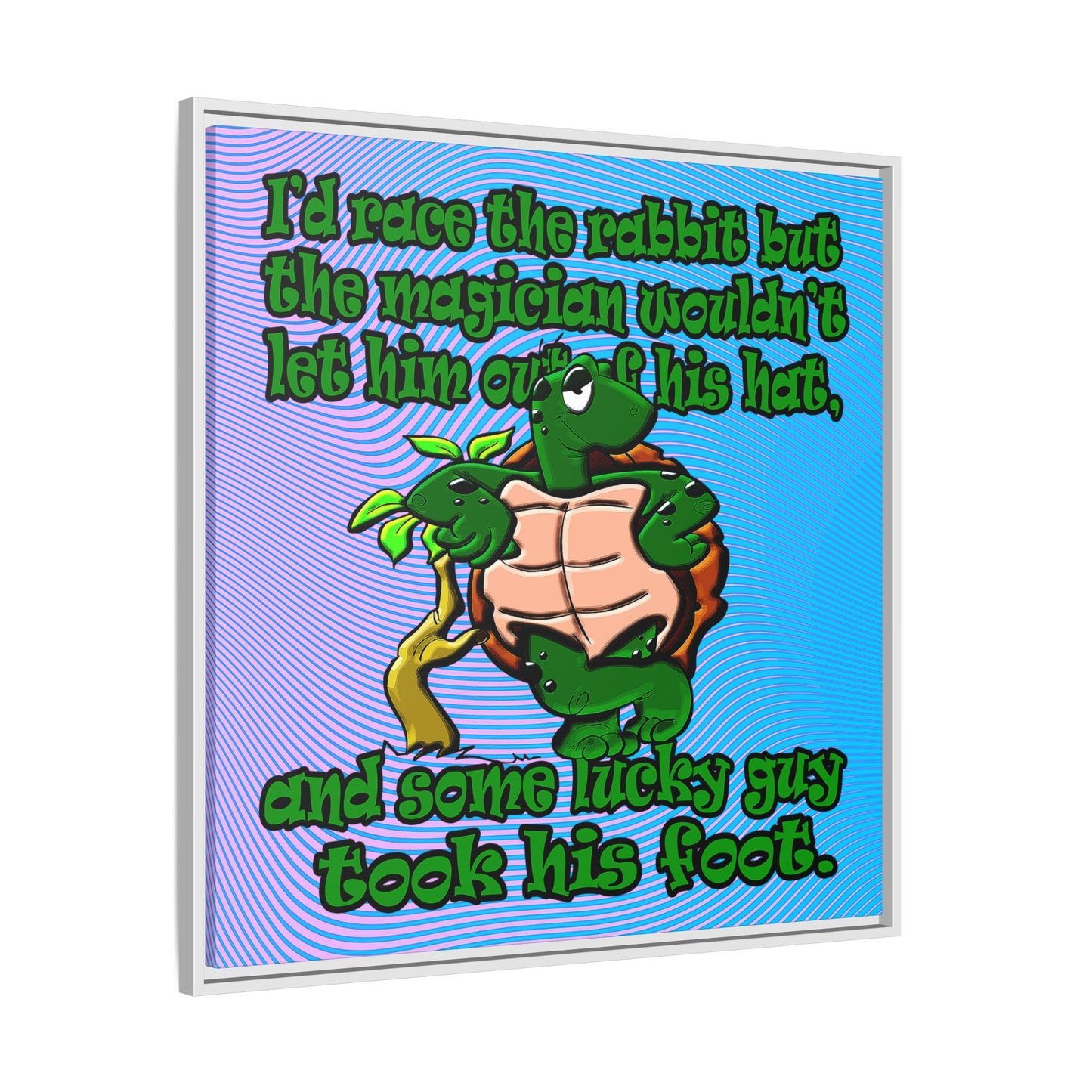 turtle race - framed canvas art (light blue-purple wave)