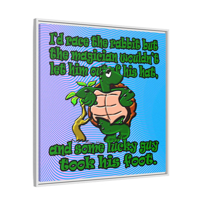 turtle race - framed canvas art (light blue-purple wave)