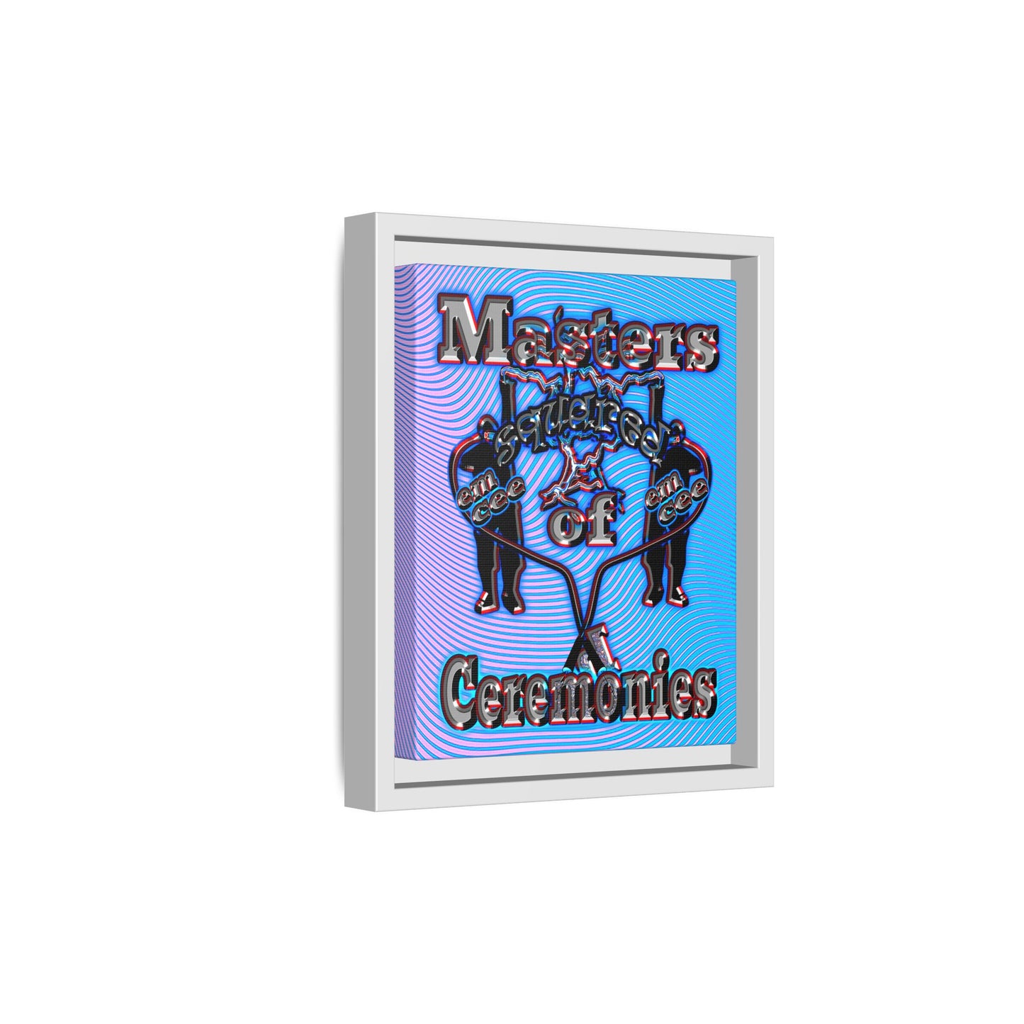 em cee squared - framed canvas art (light blue-purple wave)