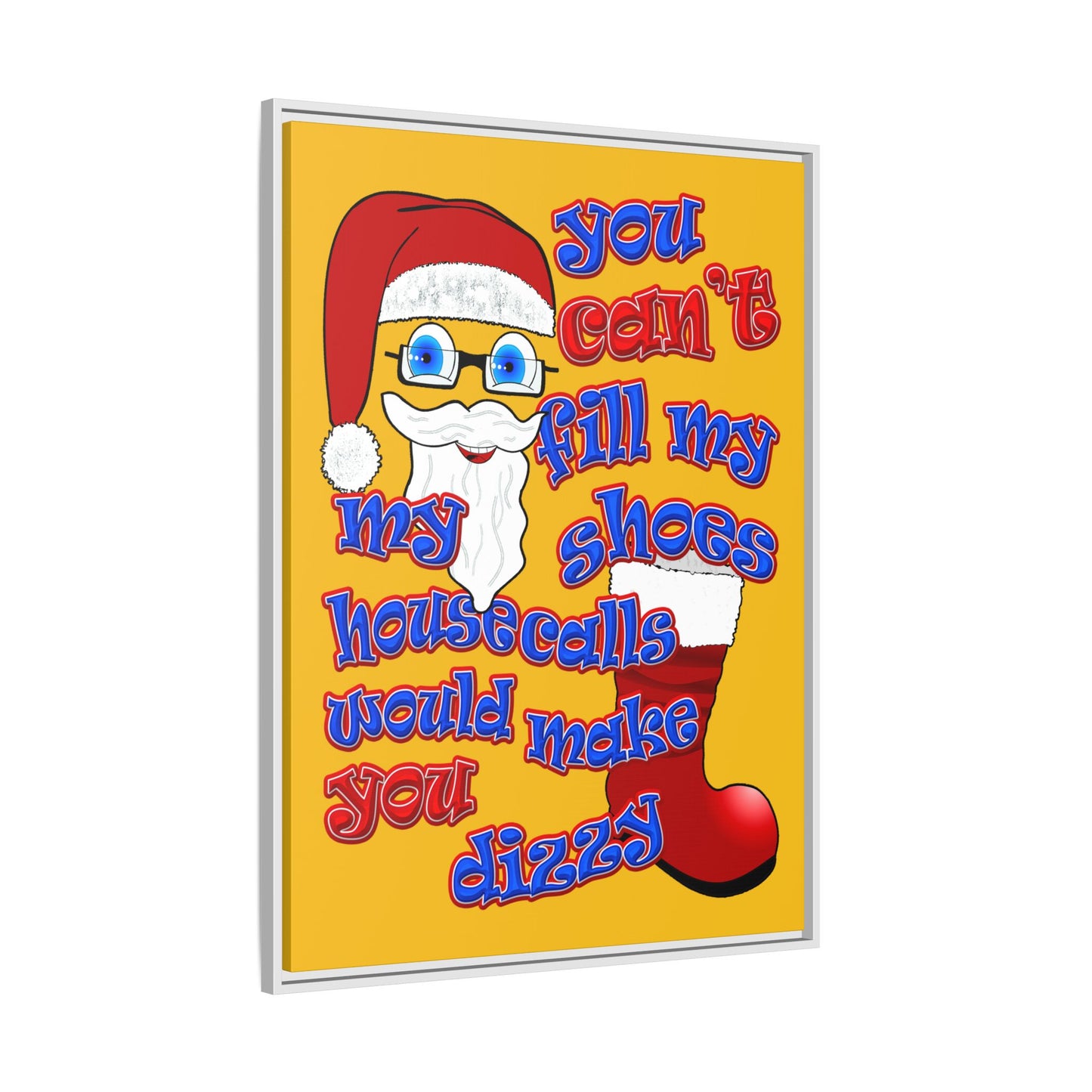 santa's shoes - framed canvas art (yellow)