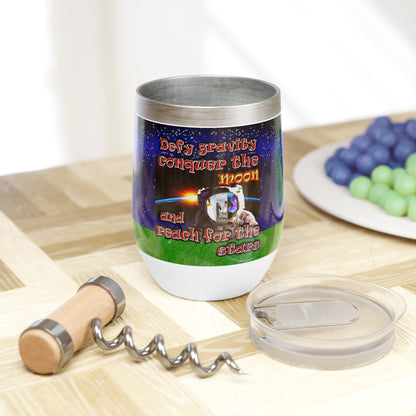 defy conquer reach - Chill Wine Tumbler ('snoops' background)