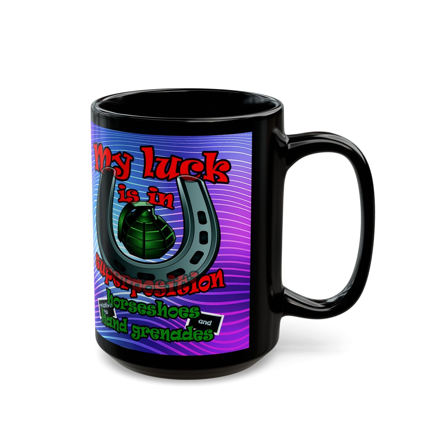 my luck - Black Mug (purple wave)