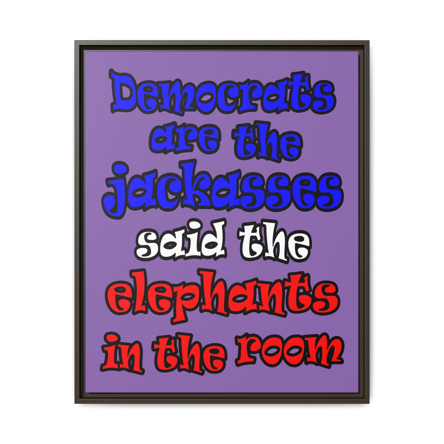 donkeys and elephants - framed canvas art (light purple)