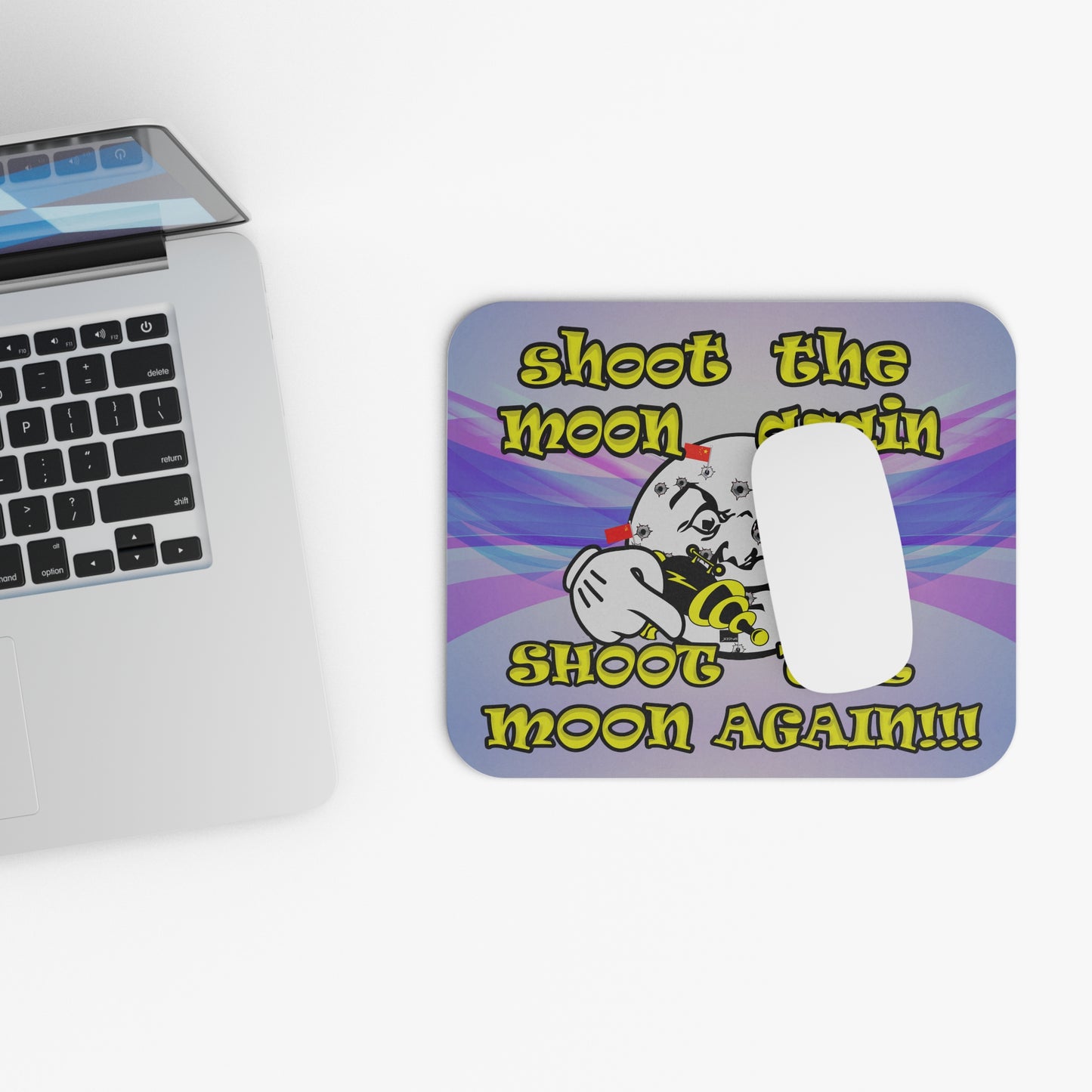 shoot the moon again - Mouse Pad (Rectangle) (light blue-pink wave)