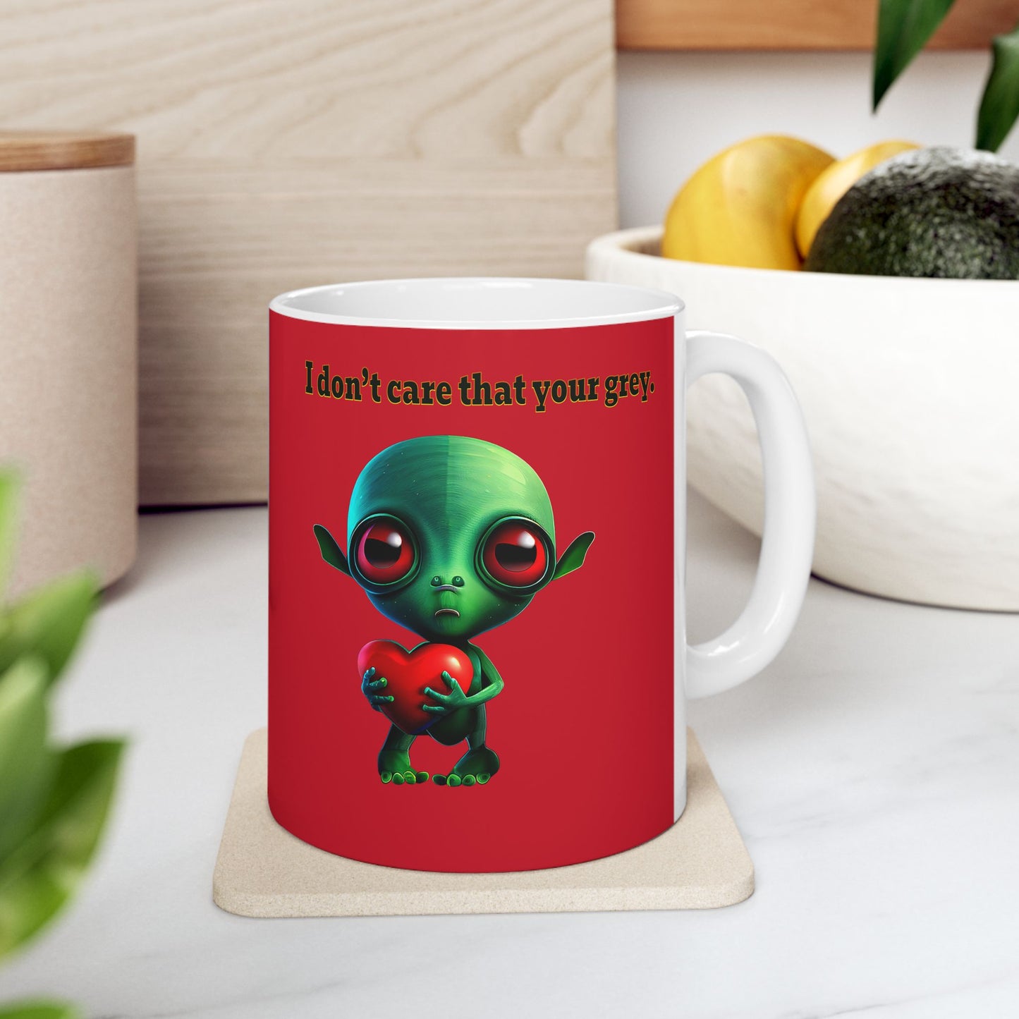 I don't care that your grey - White Mug (dark red)