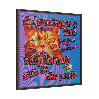 schrodinger's cat - framed canvas art (light blue-purple wave)