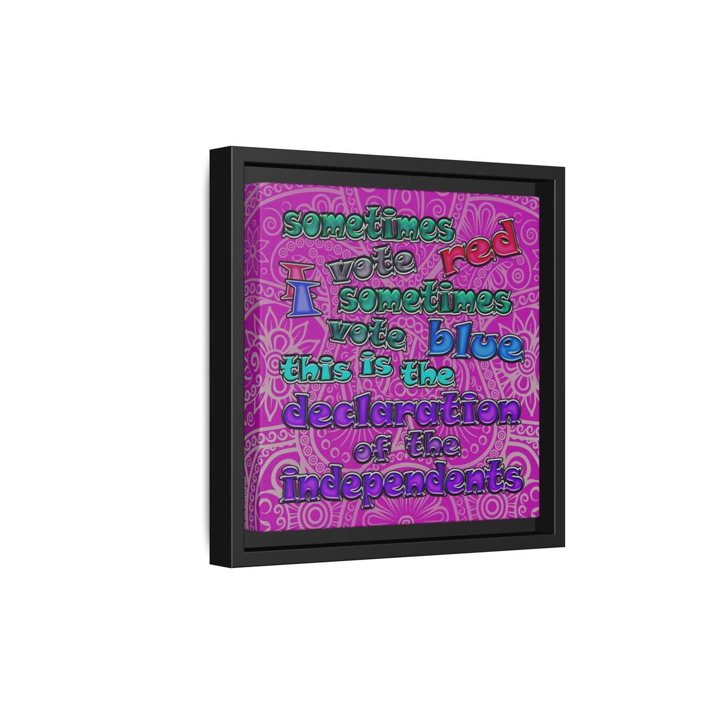 declaration of the independents - framed canvas art (pink swirl)