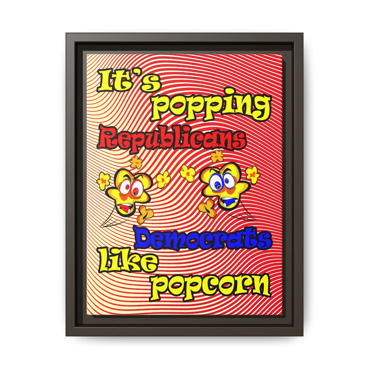 popping like popcorn - framed canvas art (yellow-orange wave)