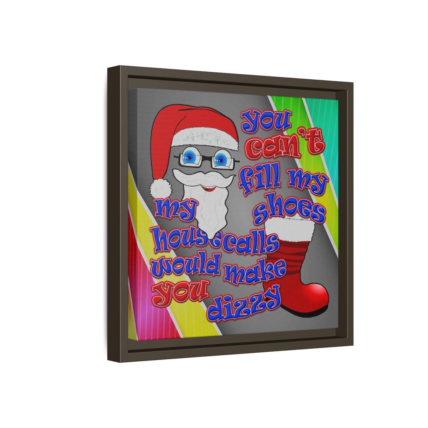 santa's shoes - framed canvas art (rainbow split)